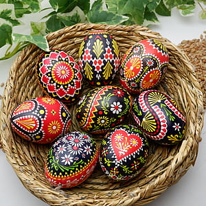 closeup photo of decorative eggs on nest thumbnail