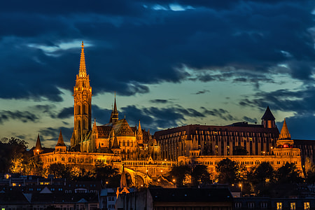 lighted castle during night photography thumbnail