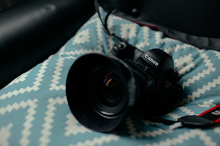 black Canon bridge camera on teal textile thumbnail