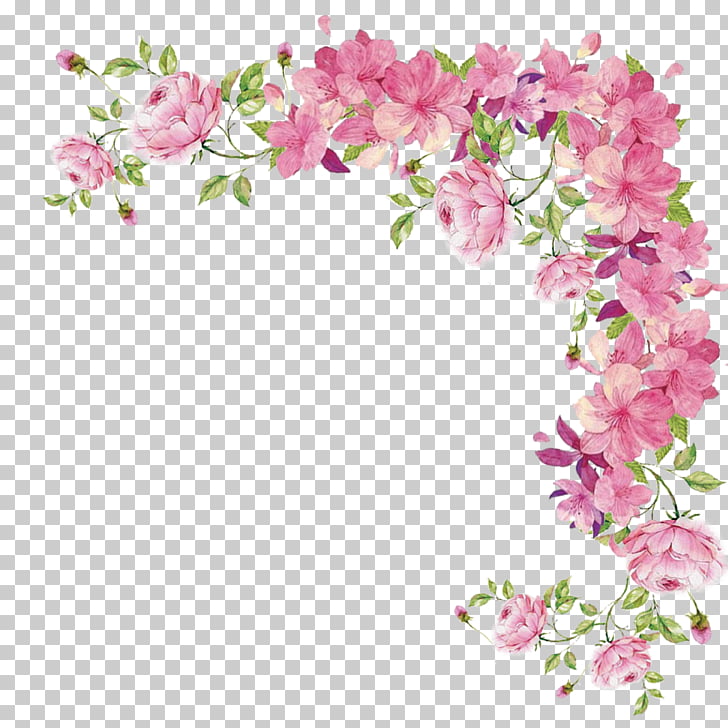 Flower, Small fresh flowers hand-painted border, pink flower border PNG clipart