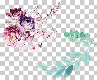Floral design Watercolor painting Flower, Watercolor flower leaves decorated, assorted-color flowers PNG clipart