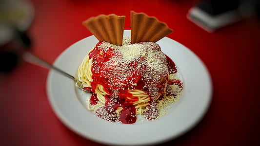 dessert on top of white plate thumbnail