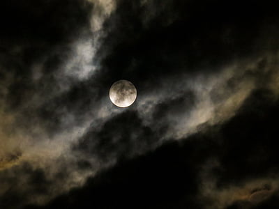 white moon under clouds at nighttime thumbnail
