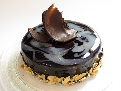 chocolate cake served on white tray thumbnail