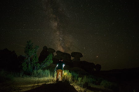 lighted house under starry night thumbnail