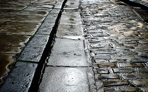 light reflecting on wet concrete road thumbnail