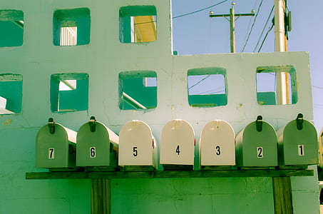 white and green mailboxes thumbnail