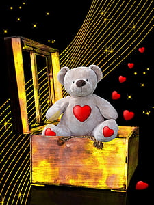 gray and red bear plush toy thumbnail