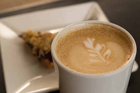 coffee with latte in ceramic cup thumbnail