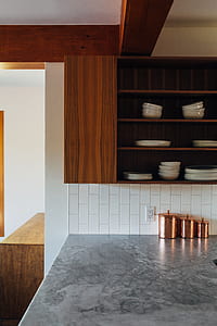 brown wooden kitchen shelves thumbnail
