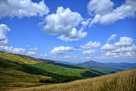 green grass field under white clouds during daytime thumbnail