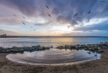 sea, dawn, landscape, nature thumbnail