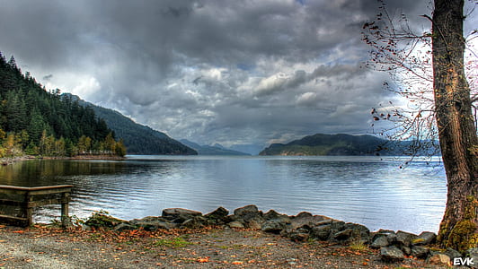 gray clouds on top of a body of water thumbnail