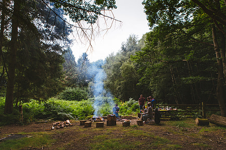 People around the campfire in Bewdley, England thumbnail