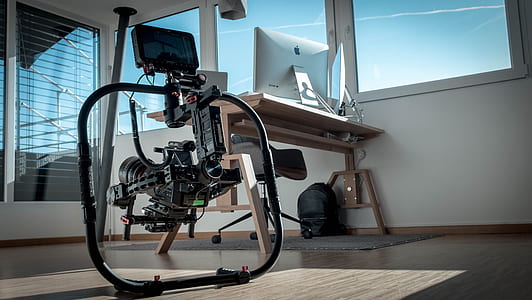 black studio camera on floor thumbnail