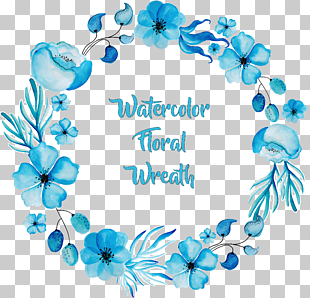 Watercolor painting Flower Blue, Exquisite blue watercolor wreath, watercolor floral wreath PNG clipart