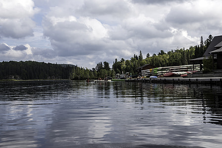 Shoreline, clouds, landscape, and forest at Algonquin Provincial Park, Ontario thumbnail