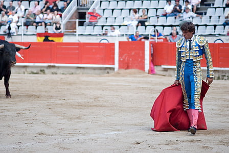 matador taunting bull during daytime thumbnail