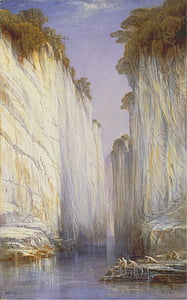 group of people on gray rock formation painting thumbnail