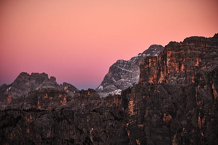 brown mountain under orange sky thumbnail