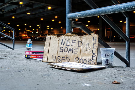 need some used books cardboard sign thumbnail