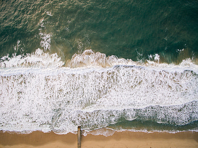 blue beach seashore top view photo taken during daytime thumbnail