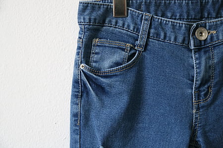 clipped blue denim bottoms thumbnail