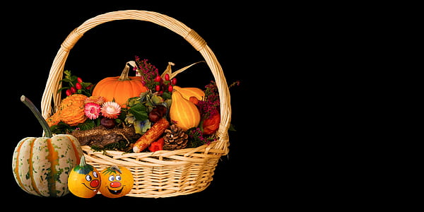 basket of vegetables against black background thumbnail