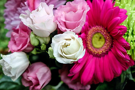 closeup photo of white and pink flower bouquet thumbnail