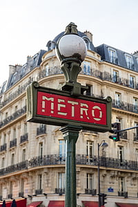 Metro road sign under white light fixture thumbnail