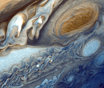 brown and blue gas storms planet Jupiter thumbnail