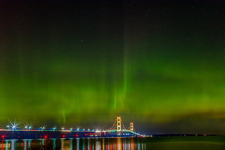 blue and yellow long bridge with Aurora thumbnail