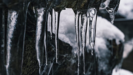 grayscale photo of frozen ice thumbnail