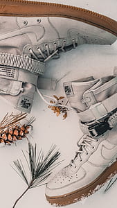 pair of gray Special Force Nike Air Force 1 shoes on white thumbnail