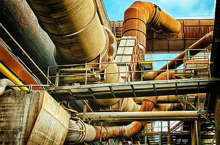 stairs with pipes under blue sky thumbnail