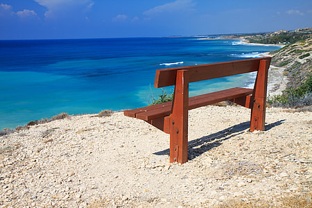 Bench by the coast in Cyprus thumbnail