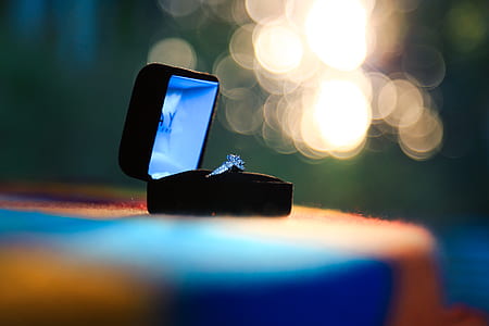 silver-colored ring on ring box thumbnail
