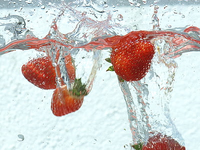 strawberry fruits dipped on water thumbnail