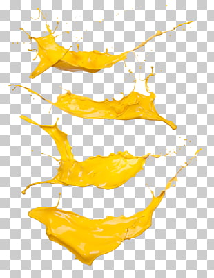 Paint Yellow Stock photography Texture, Juice splash, four yellow splash paints PNG clipart