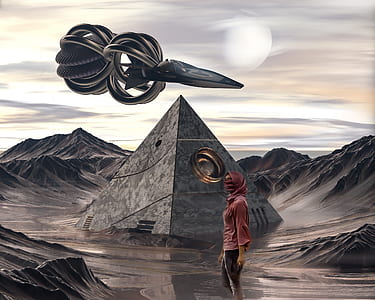 person standing near pyramid 3D wallpaper thumbnail