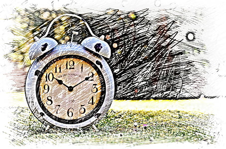 gray twin bell alarm clock painting thumbnail