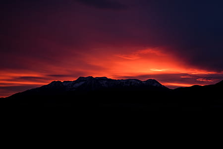 silhouette of mountains during sunset thumbnail