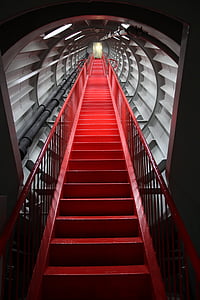 red metal staircase going upward thumbnail