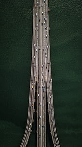 aerial view of bridge with cars thumbnail