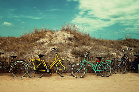 Bikes near a sand dune thumbnail