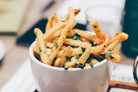 potato fries in white ceramic bowl thumbnail