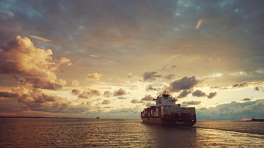 red and white cargo ship thumbnail