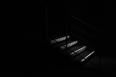 black-and-white, dark, darkness, spotlight, stairs thumbnail