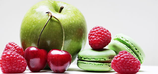red cherry, craspberry, and Granny Smith apple thumbnail