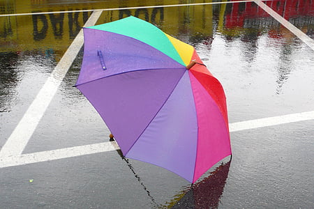 multicolored umbrella on floor thumbnail